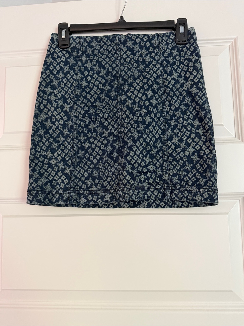 Free People Navy Geometric Print Mini Skirt